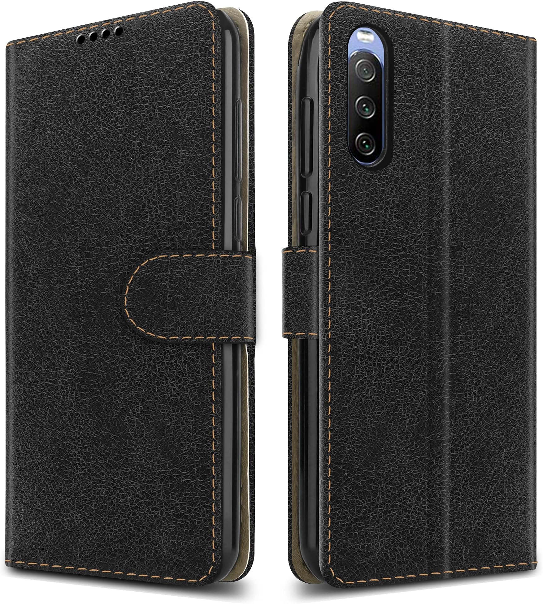 Custodia Portafoglio In Pelle Per Sony Xperia 10 / XA3 - Cover Con Chiusura Magnetica E Slot Per Carte - Nero