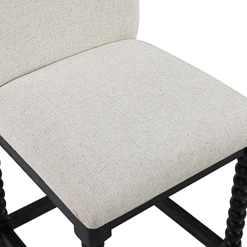 Miniatura 5 de DUHOME Taburete de mostrador de husillo con asiento acolchado de resorte, taburetes de bar de madera de granja de 26 pulgadas de altura de