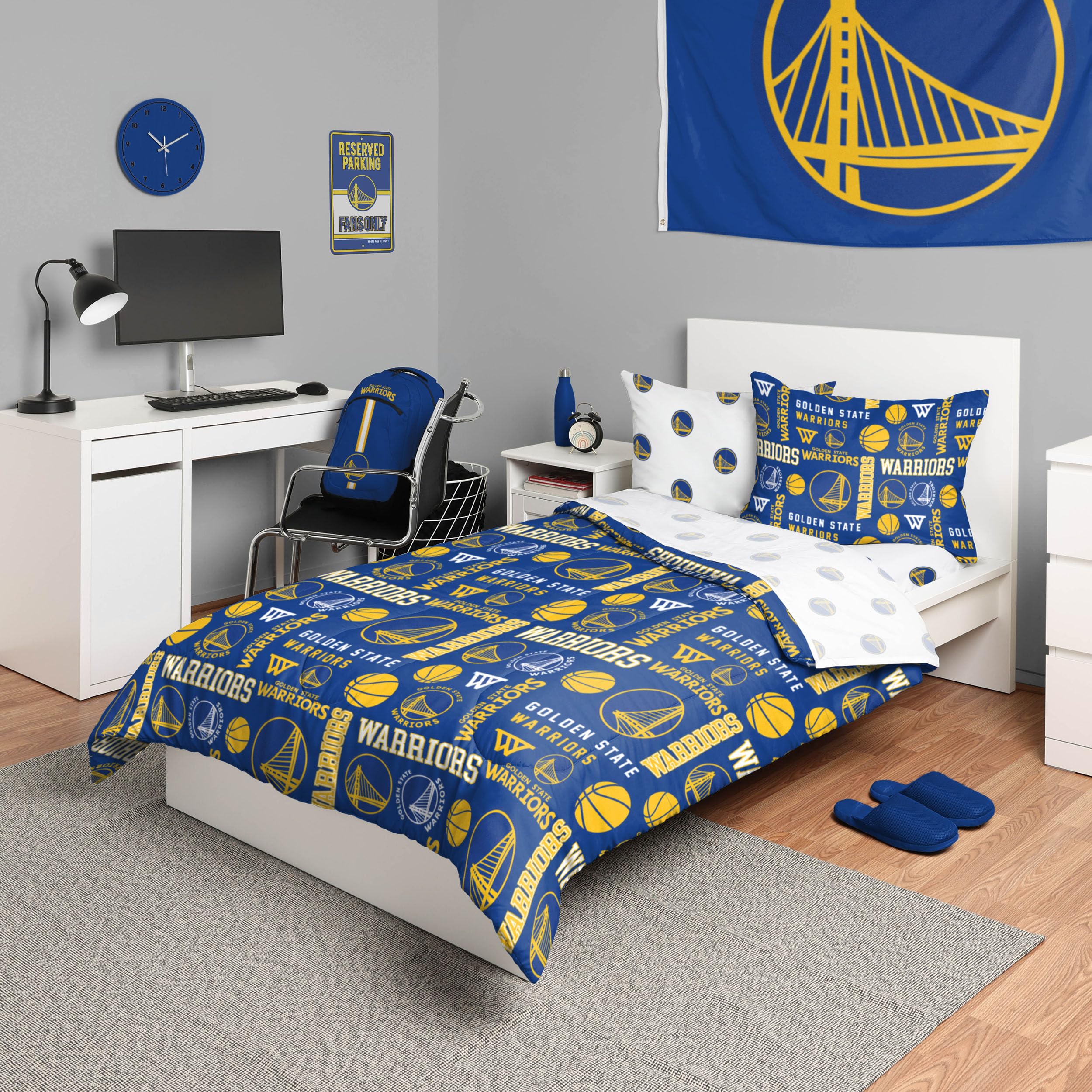 FOCO Golden State Warriors NBA Team Color Bett in Einer Tasche, 5-teiliges Set, Doppelbett