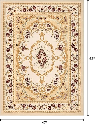 Miniatura 2 de Well Woven Aubusson - Alfombra de medallón floral marfil (3 pies 3 pulgadas x 5 pies) - Alfombra atemporal francesa, tradicional, fácil cuidado y