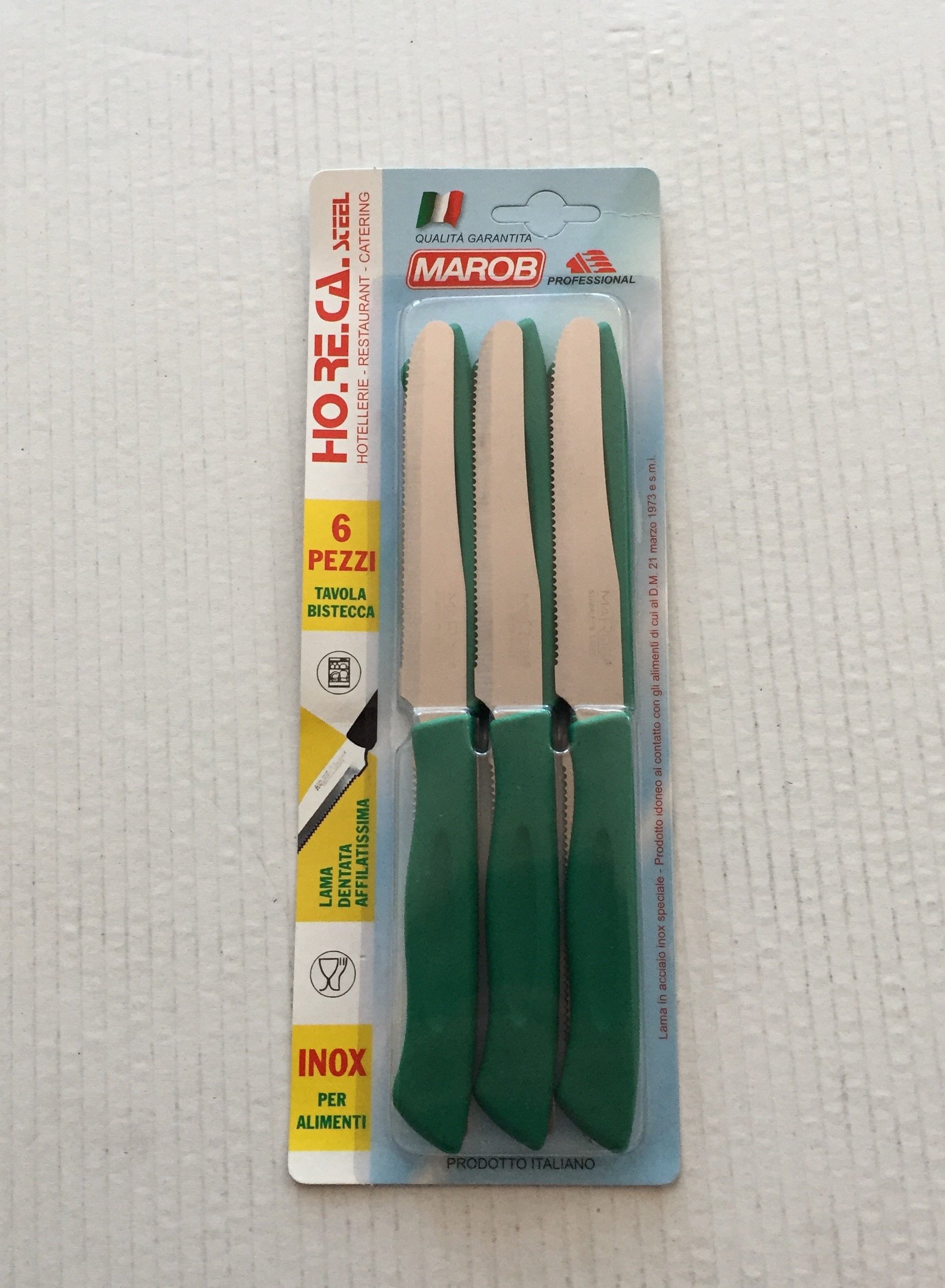 MAROB Set 6 Coltelli Bistecca Horeca Con Lama In Acciaio Inox E Manico Bianco 8003512180569 - Foto 10