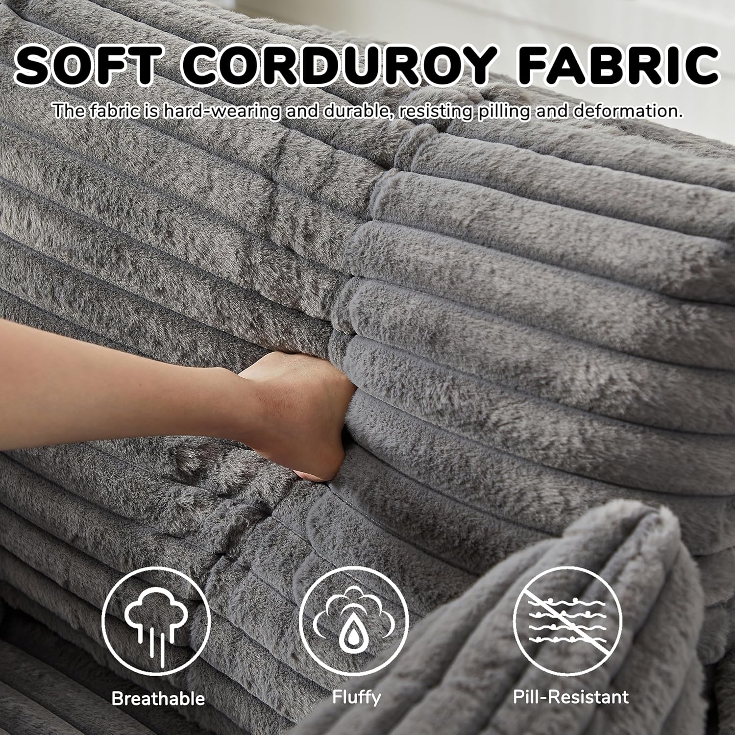 55''L Round Swivel Accent Chair Oversized, Plush Corduroy Modern Swivel Barrel Chairs Upholstered Cozy Reading Chair for Living Room Bedroom Home Office, Corduroy Gray