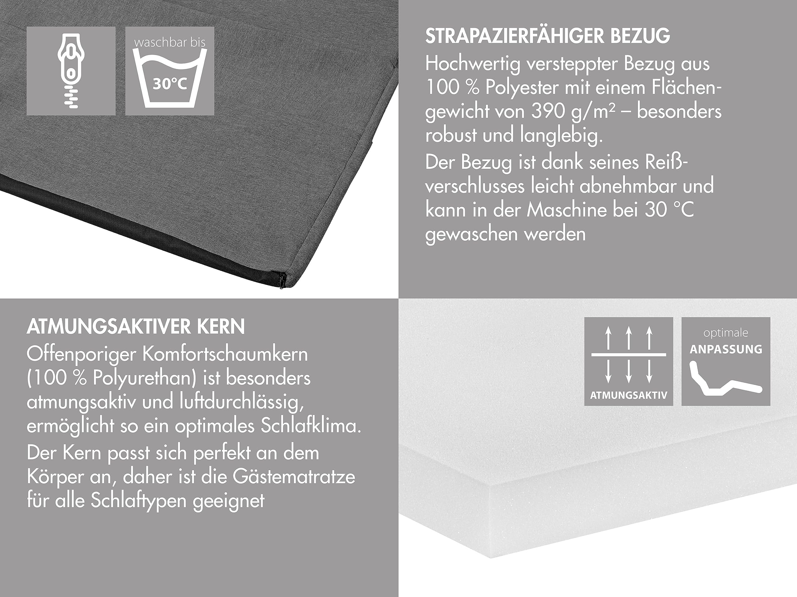 Beklede basis Aura hoofdeinde 140x200 cm Lichtgrijs