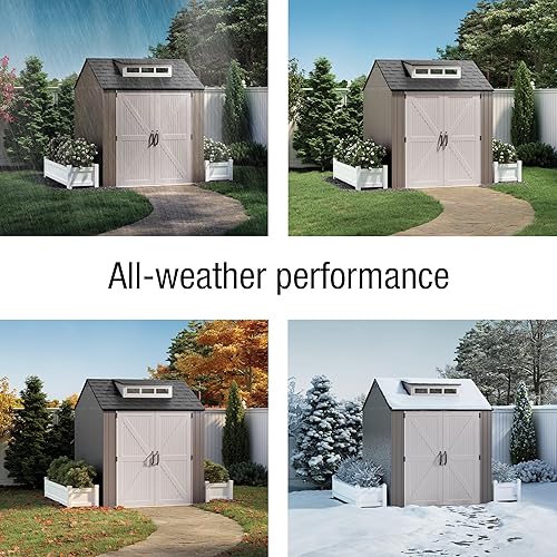 Miniatura 4 de Rubbermaid Cobertizo grande de resina para exteriores, 7 x 7 pies, marrón, con ventanas grandes para el hogar, jardín, patio trasero, equipo de
