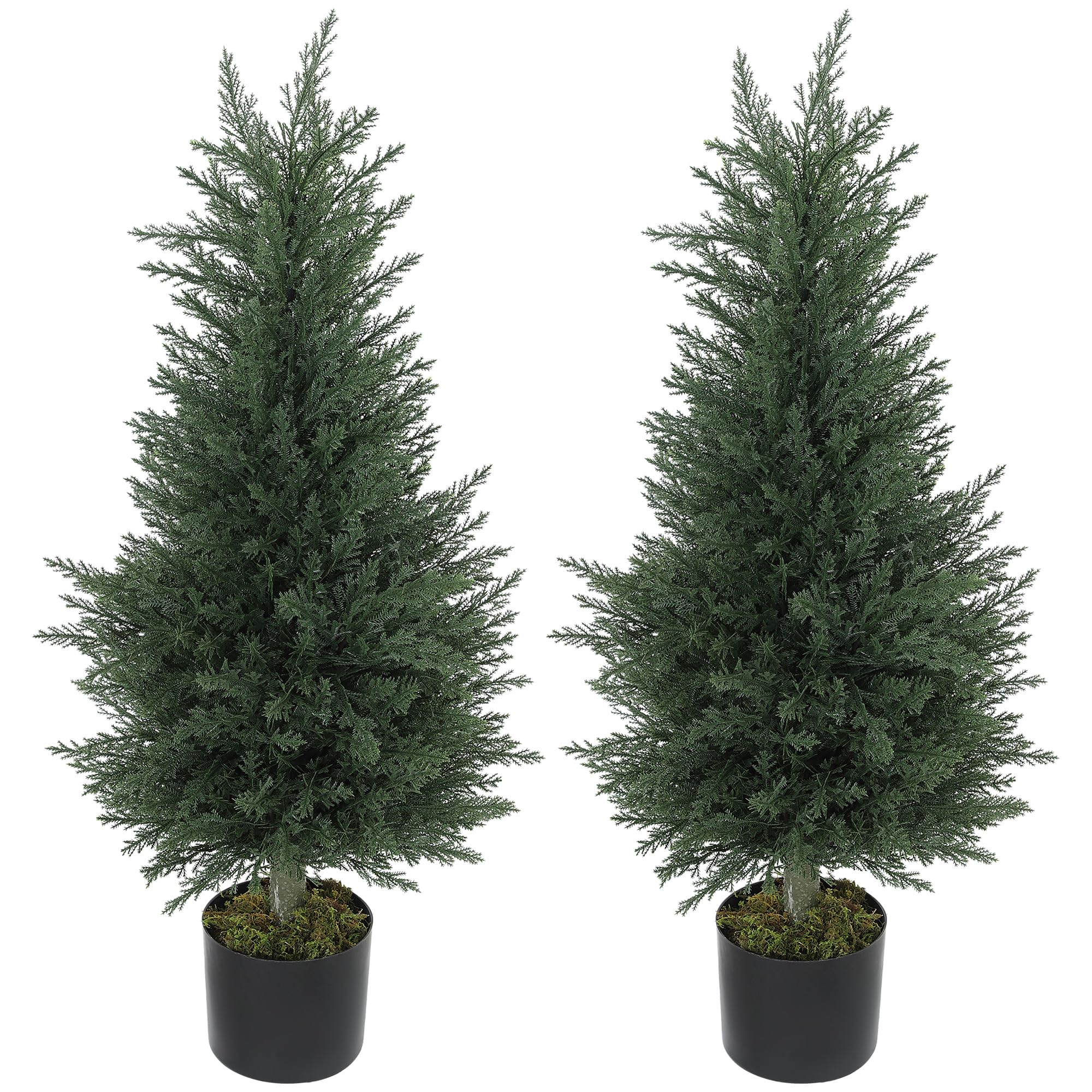 HOMCOM Set of 2 Decorative Artificial Plant, Fake Plants for Home Decor 90cm