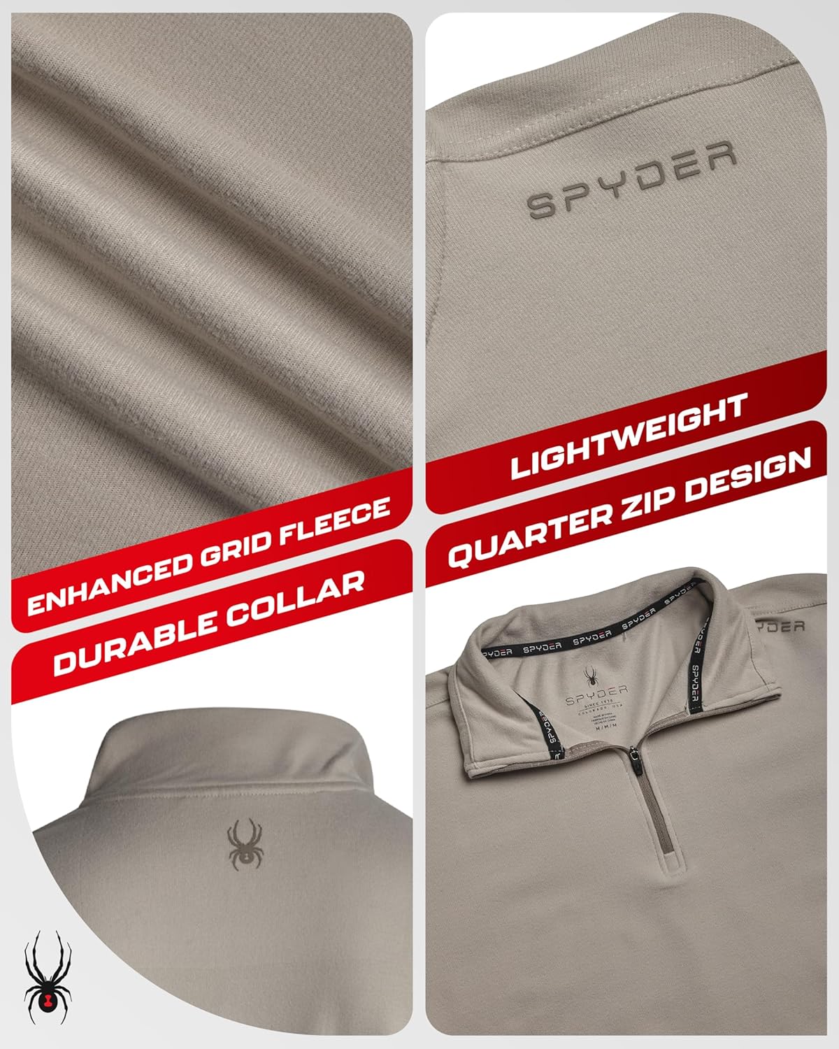 Spyder Mens Quarter Zip Pullover Sweatshirt - Lightweight Soft Fleece Athletic Pullover - Gym & Running Sweatshirts for Men - Image 5