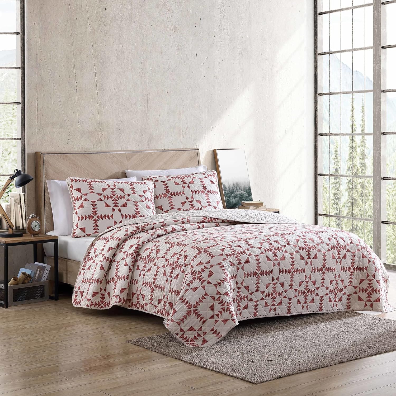 Eddie Bauer- King Quilt Set, Cotton Reversible Bedding Set, All Season Lodge Home Décor (Arrowhead Orange, King)