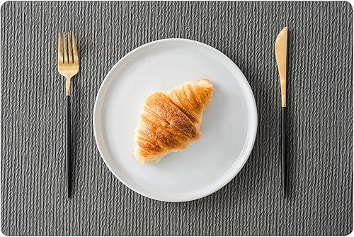 Miniatura 9 de Jovono Juego de 4 manteles individuales de piel sintética, impermeables, lavables, fáciles de limpiar, resistentes al calor, de vinilo para cocina,