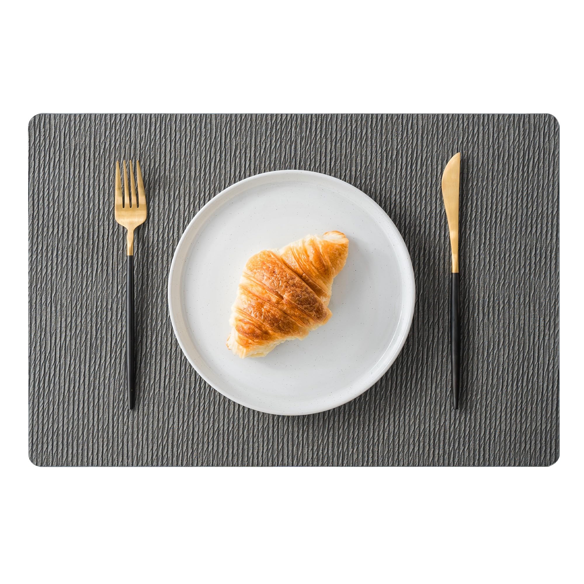 Sets de table en similicuir Jovono gris élégants lavables pour table à manger
