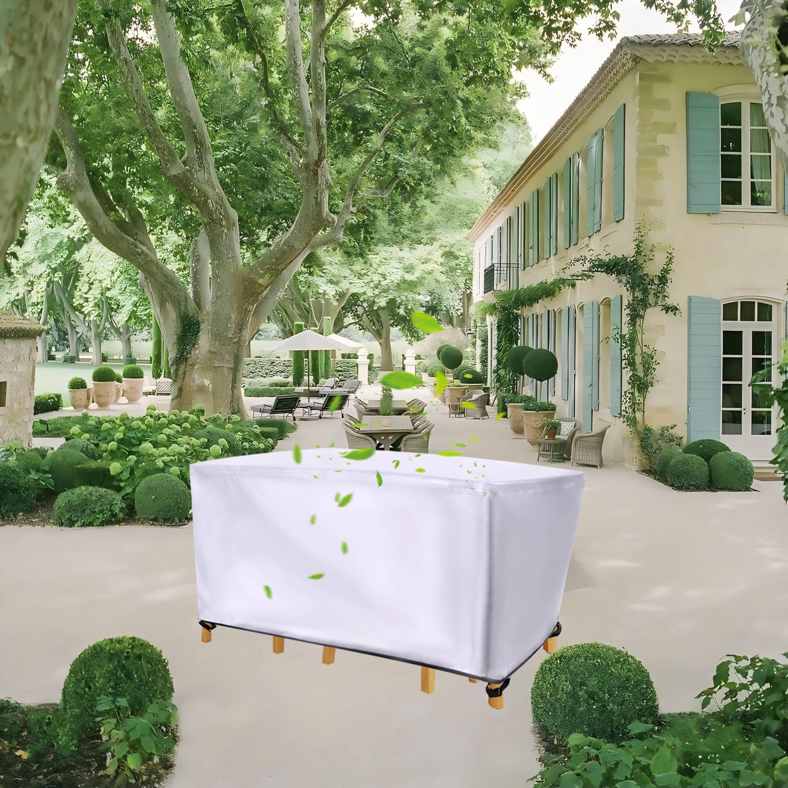 HNBFKD Garden Furniture Covers Waterproof 180x120x100cm/LxWxH Rectangular Heavy Duty 420D Oxford Fabric Windproof Outdoor Table, Rattan & Patio Square Garden Furniture Covers Silver — image 1
