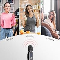 Vista 5 de Micrófono Lavalier inalámbrico dual para iPhone y Android, el mejor micrófono de solapa para grabación de video, YouTube, TikTok, IG, podcasts