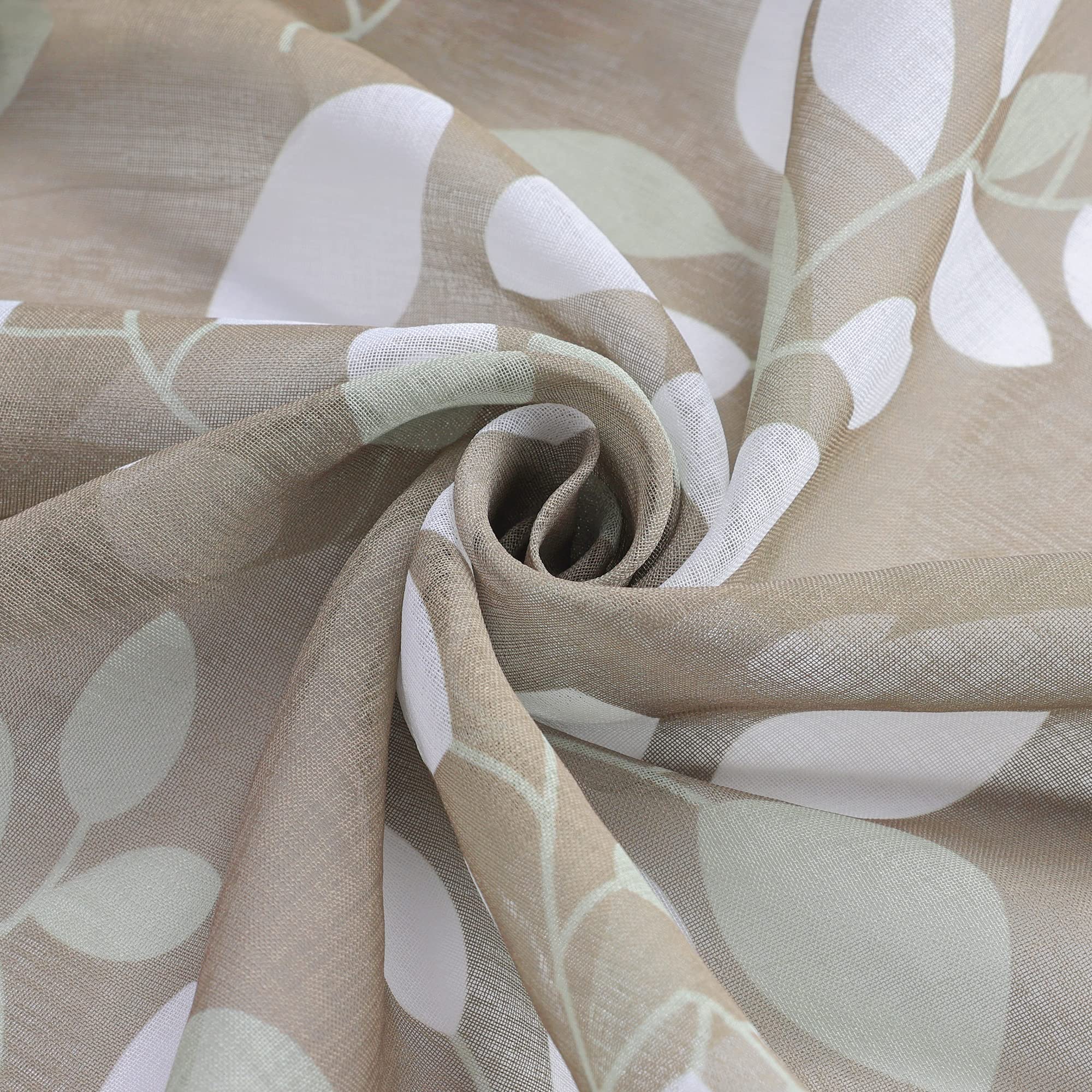 ESLIR 2er Set Flächenvorhänge Schiebegardinen Voile Gardinen mit Klettband Landhaus Schiebevorhang Transparent Vorhang Wohnzimmer Sand BxH 57x145cm 2 Stück