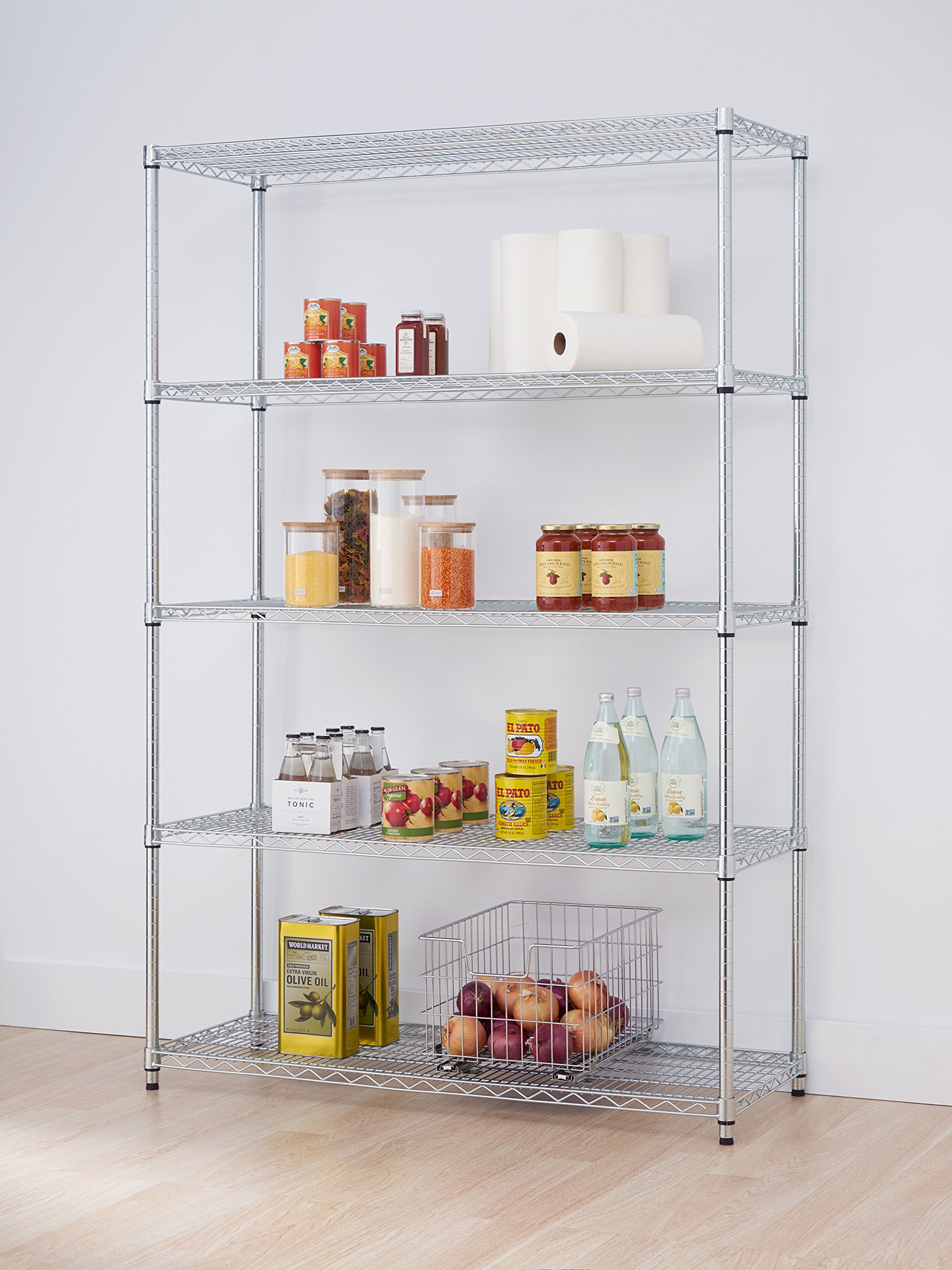 TRINITY TBFZ-0910 EcoStorage 5-Tier NSF Wire Shelving Rack, 48
