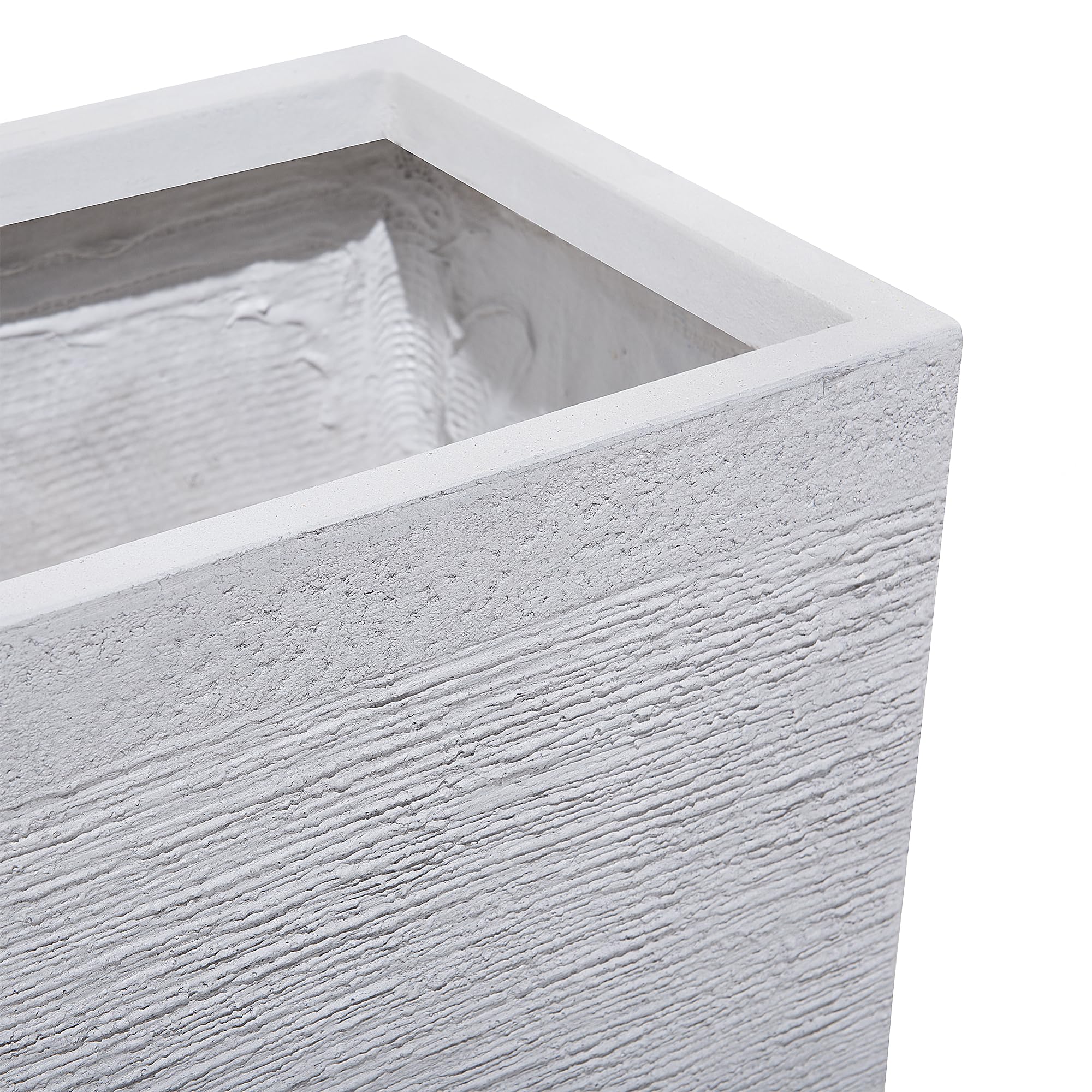 Beliani Maceta de Fibras de Arcilla Blanca 80 x 37 x 38 cm para Interior y Exterior Rectangular Myra