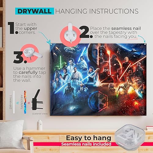 Miniatura 3 de MOL AND ALI Tapiz de Star Wars - Decoración de Star Wars - Arte de pared de Star Wars - Fondo de Star Wars - Decoración de pared de Star Wars -