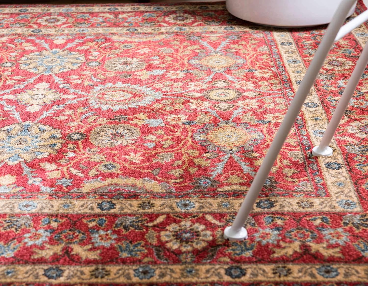 Unique Loom Edinburgh Collection Area Rug - Monroe (5' 1" x 8' Rectangle Red/Beige)