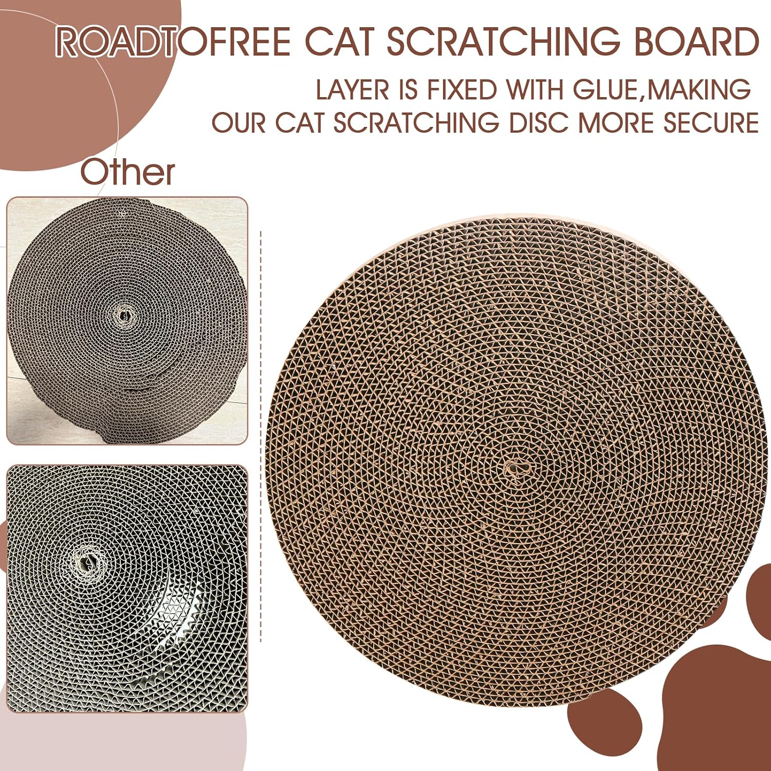 Round Cat Scratcher Refill 10 inch Diameter 7/8 Inch Thickness Circle Cardboard Cat Scratcher Replacement Pads Cat Scratching Boardcat Scratcher Pad for Indoor，3 PCS