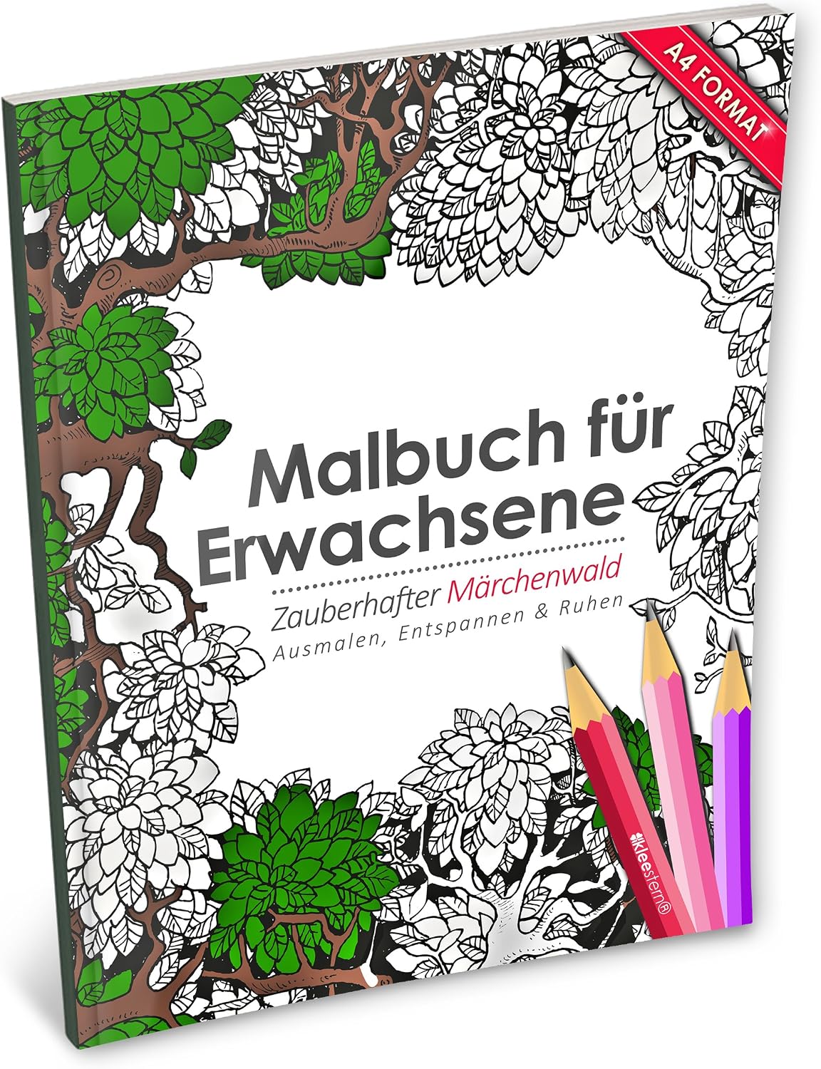 Malbuch für Erwachsene: Zauberhafter Märchenwald (Kleestern®, A4 Format, 40+ Motive): Volume 18 (A4 Malbuch für Erwachsene)