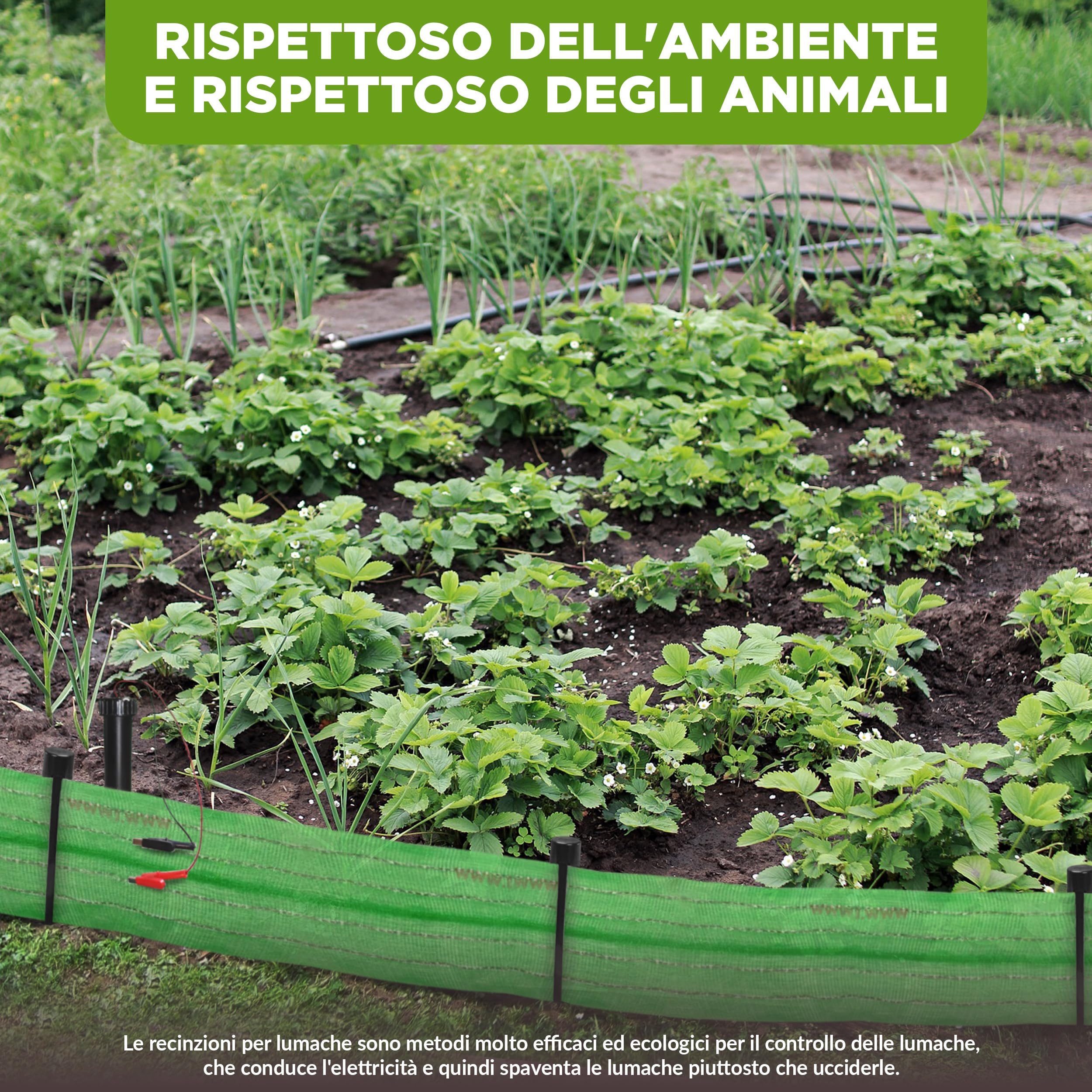ISOTRONIC Recinzione Elettrica Antilumache 10m a Batteria, Protezione per Aiuole Rialzate e Fioriere, Barriera Ecologica Rispettosa degli Animali, Installazione Facile, Stop Lumache e Chiocciole
