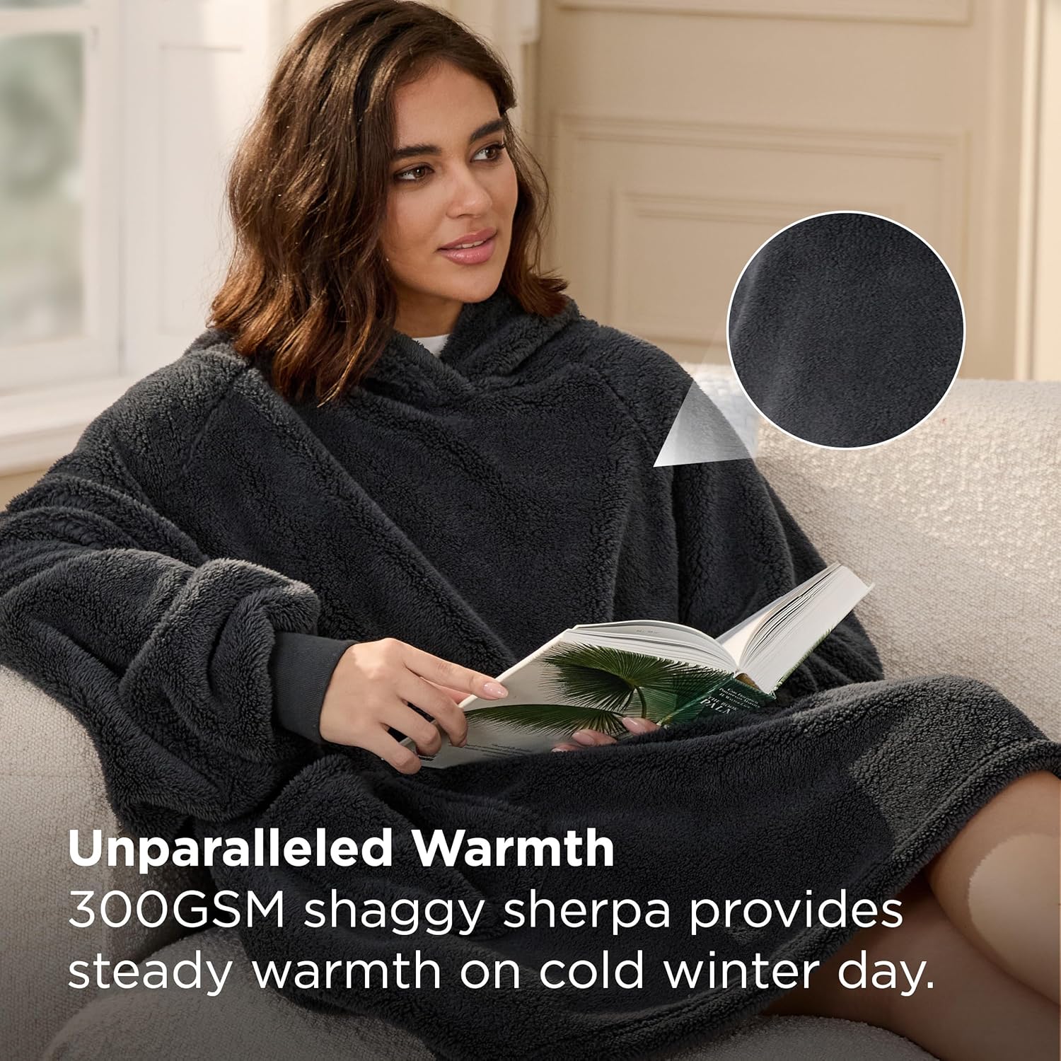 Bedsure Wearable Blanket Hoodie Gifts for Women, Warm Cozy Giant Hoodie Blanket Oversized Sweatshirt Present for Mom Wife GF Men Adult, Charcoal