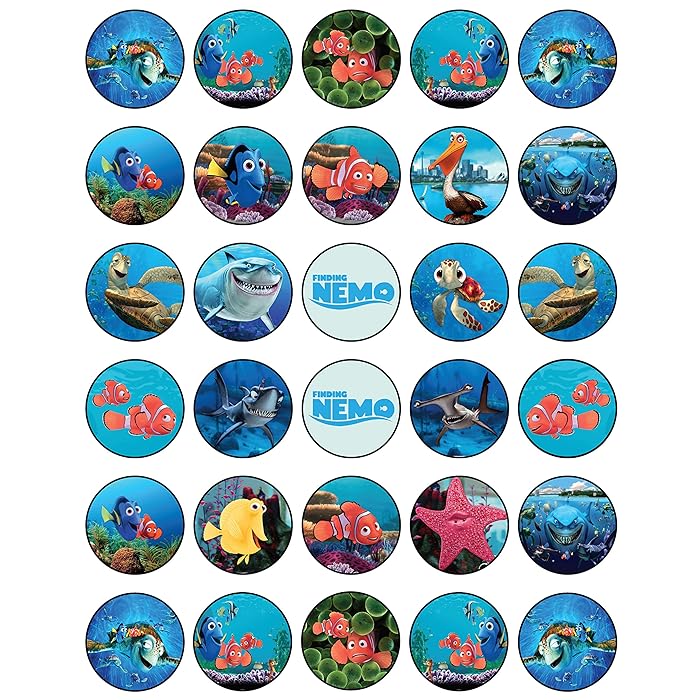 Buy 30 x Edible Cupcake Toppers Themed of Finding Nemo Collection of Edible Cake Decorations