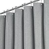 Vista 14 de BTTN Cortina de ducha extra ancha, de 108 x 72 pulgadas, juego de cortina de ducha de tela impermeable texturizada de lino con 18 ganchos