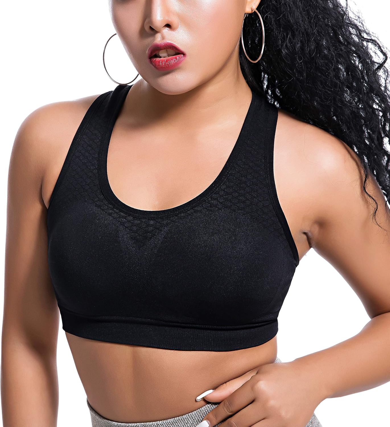 RUNNING GIRL Strappy Sports Bra for Women Sexy Crisscross Back Light Support Yoga Bra with Removable Cups (Solid Black, L)