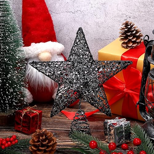 Vista 17 de URATOT - Decoración de estrella para árbol de Navidad con diamantina. Oro rosa