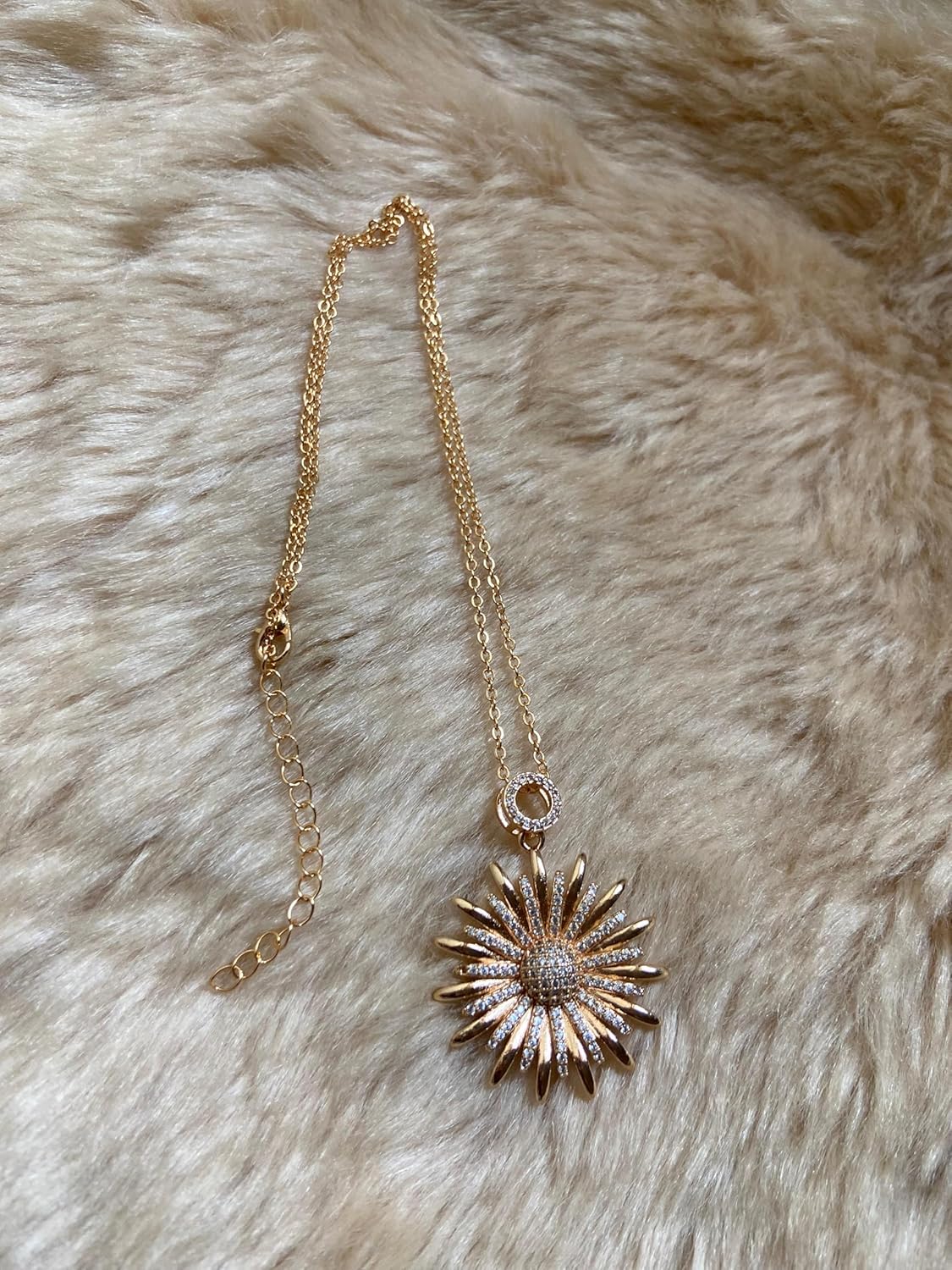 Elegant Sunflower Pendant Necklace, 18K Gold Plated Stainless Steel Chain, Zircon Crystal, Fashion Jewelry for Women - Image 5