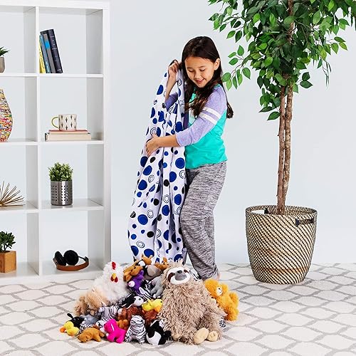 Miniatura 153 de Posh Stuffable - Sillón puff con almacenamiento para niños, contenedor de animales de peluche, organizador de juguetes de niños Lienzo Burbujas Azul