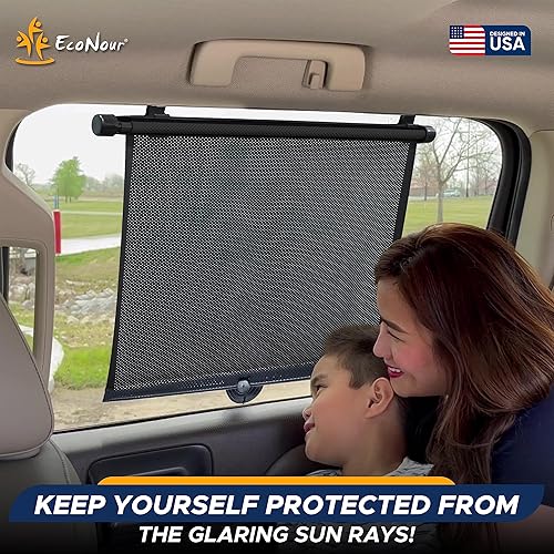 Miniatura 3 de EcoNour Parasol para ventana lateral de automóvil de 15 x 17 pulgadas (paquete de 2) + parasol para parabrisas de automóvil  Accesorios para el