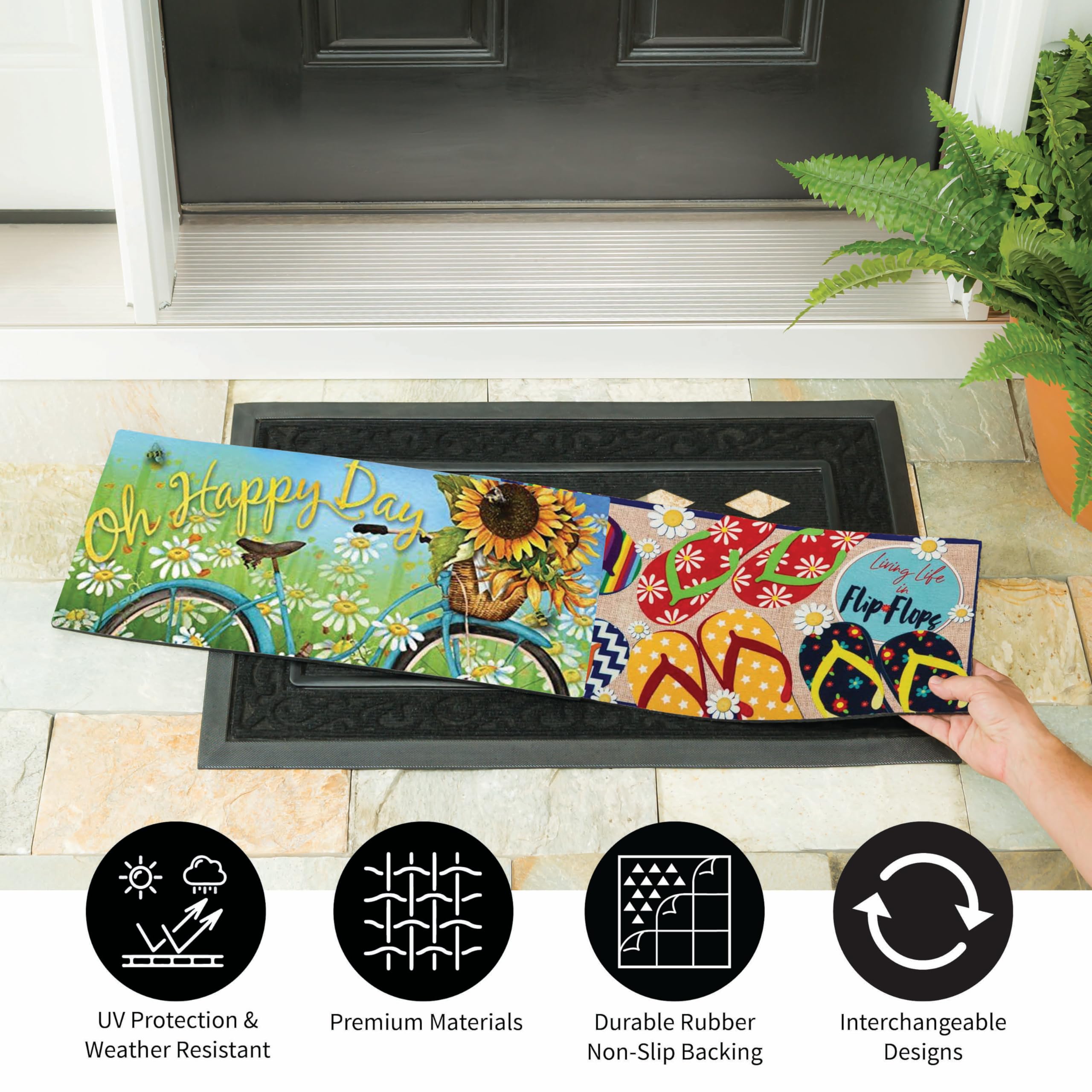 Amazon.com: Evergreen Sassafras Doormat Insert Bundle & Tray Set
