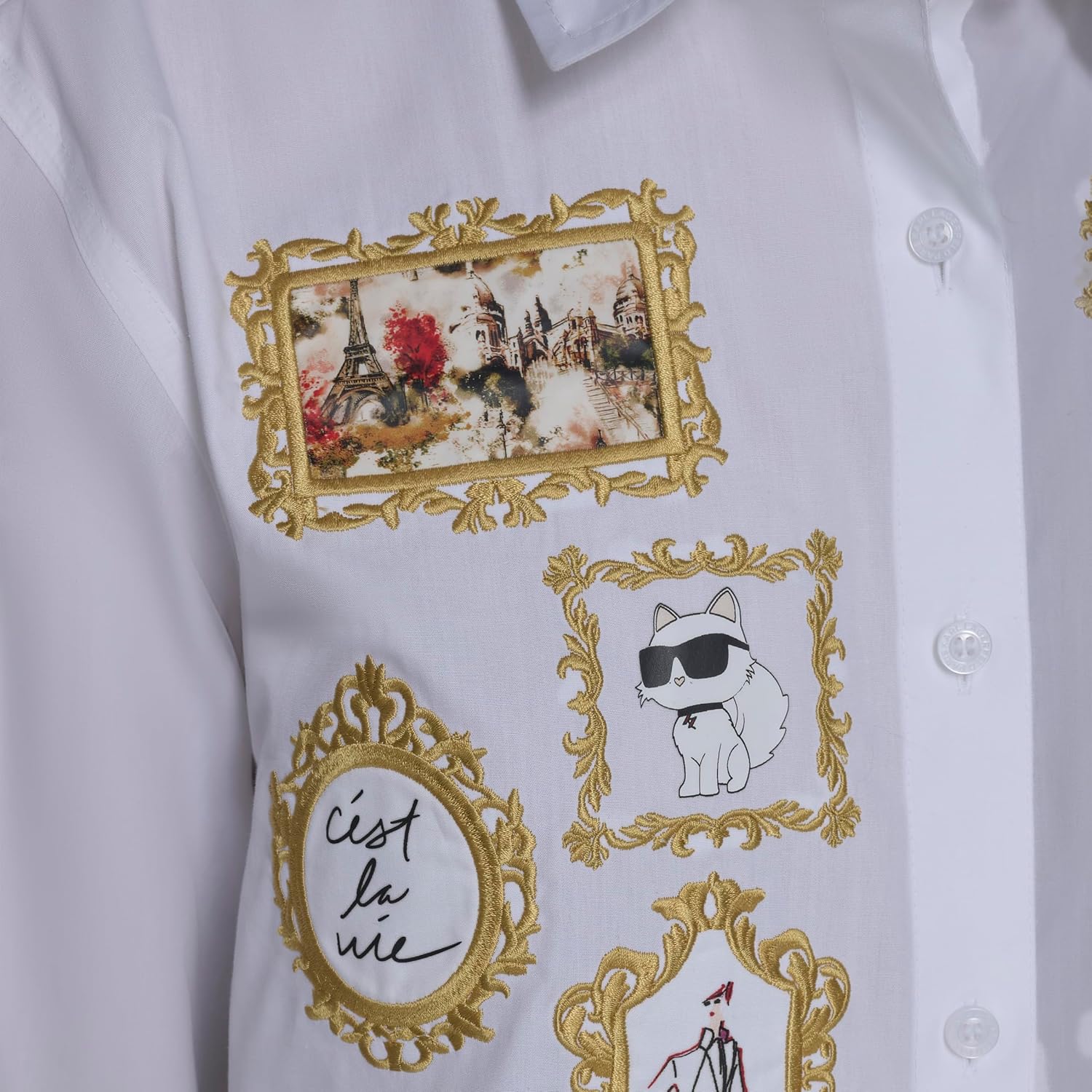 Karl Lagerfeld Womens Long Sleeve Oversized Everyday Whimsy Button Down - Image 6