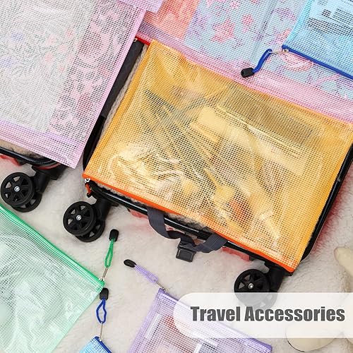 Miniatura 5 de EOOUT 14 bolsas de malla con cremallera, 8 tamaños, bolsas impermeables con cremallera, bolsa de plástico impermeable para documentos de 7 colores,