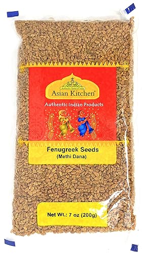 Asian Kitchen Semillas de fenogreco (metil) enteras 7 oz (200 g) Trigonella foenum graecum ~ Todo natural | Vegano | Apto para gluten | Sin OMG |