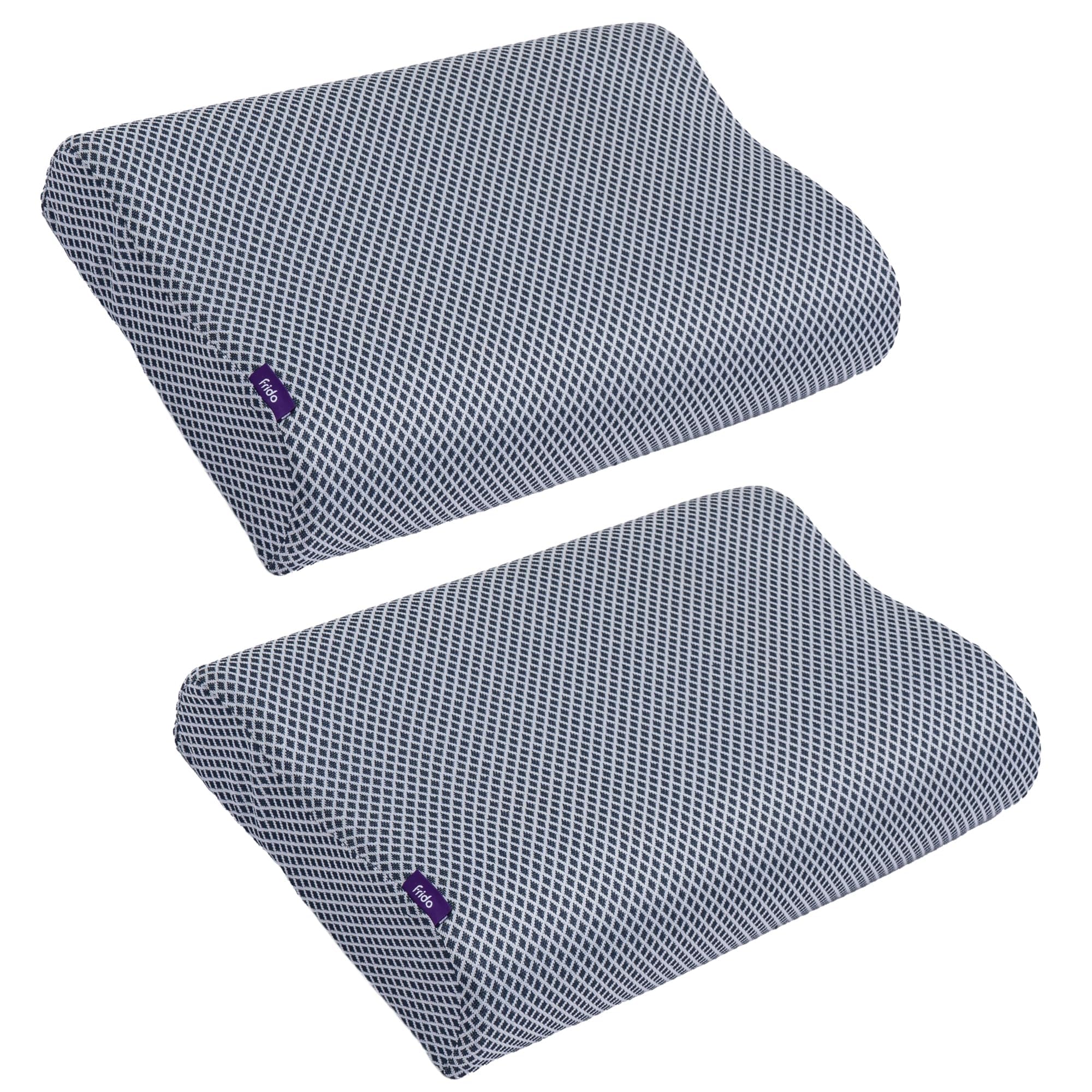 Frido Ultimate Cervical Neck Pillow for Pain Relief Sleep | Improves Posture & Spinal Alignment | Neck Cushion with Ultra Responsive Memory Foam & Skin Friendly Cover | Grey Mesh | Pack of 2