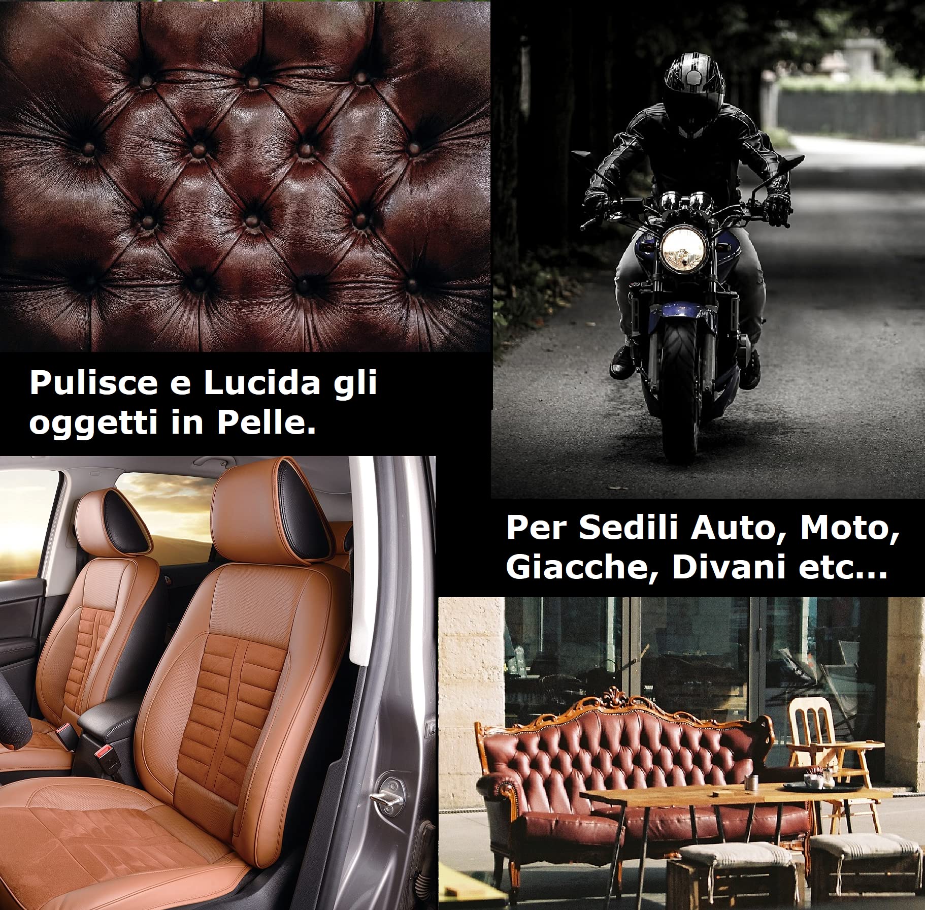 Pulitore e Lucidante Incolore per Pelle e Cuoio, 500ml – Balsamo Spray Rigenera Pulisce oggetti in Pelle come Giacca, Scarpe, Sedili Auto, Moto, Divano, Stivali, Sella per i cavalli etc.. – Linea 101
