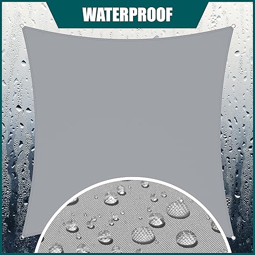 Miniatura 2 de Royal Shade Toldo tipo vela cuadrado gris de 14 x 14 pies, toldo tipo vela para toldo, UPF50+ 98% de bloqueo UV y resistente al agua rsTADS14, patio