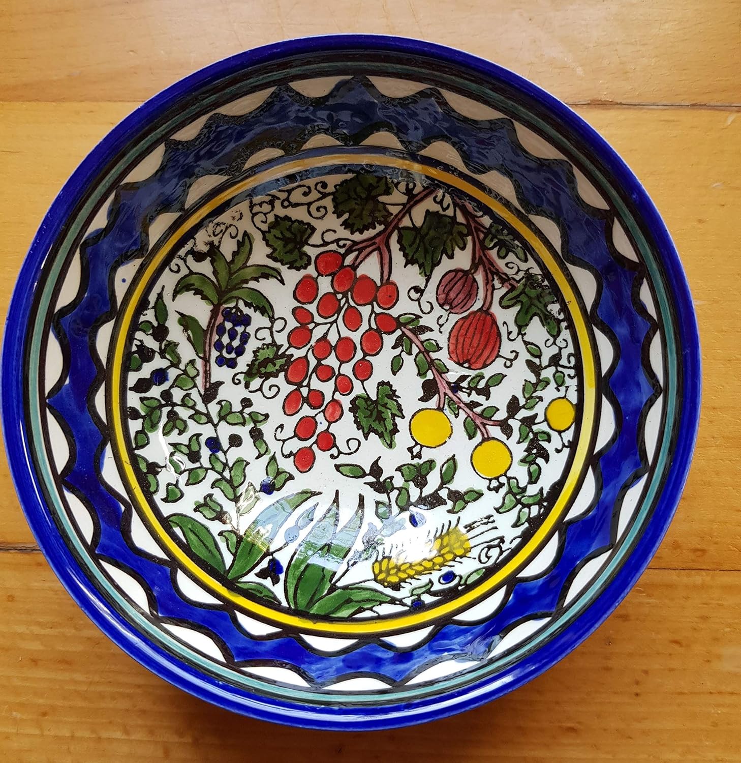 Bluenoemi Israel Armenian Gifts Ceramic Bowl Home Decoration colorful serving bowls Judaica Seven Species