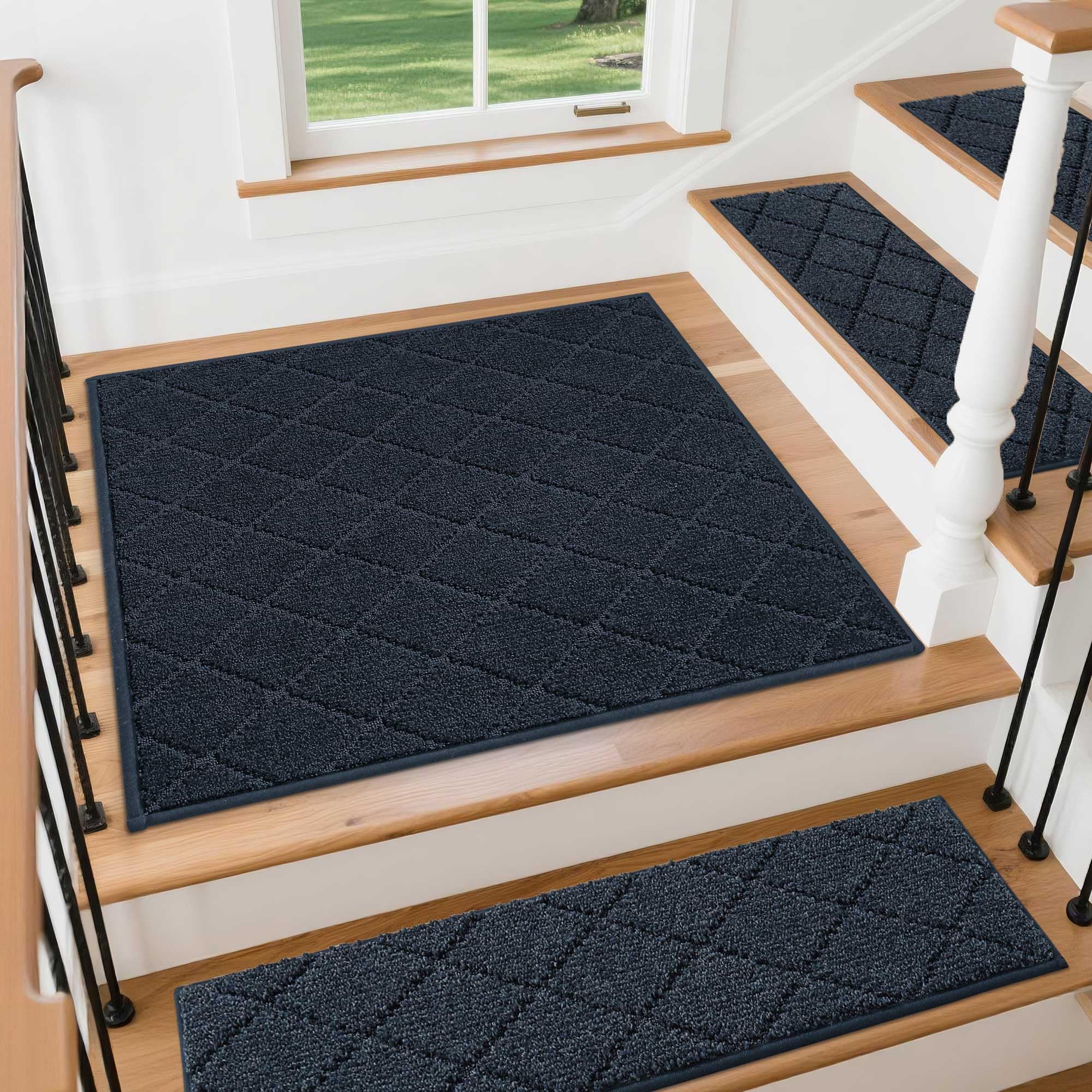 COSY HOMEER Stair Landing Rugs Non-Slip Corner Indoor 30"x30"