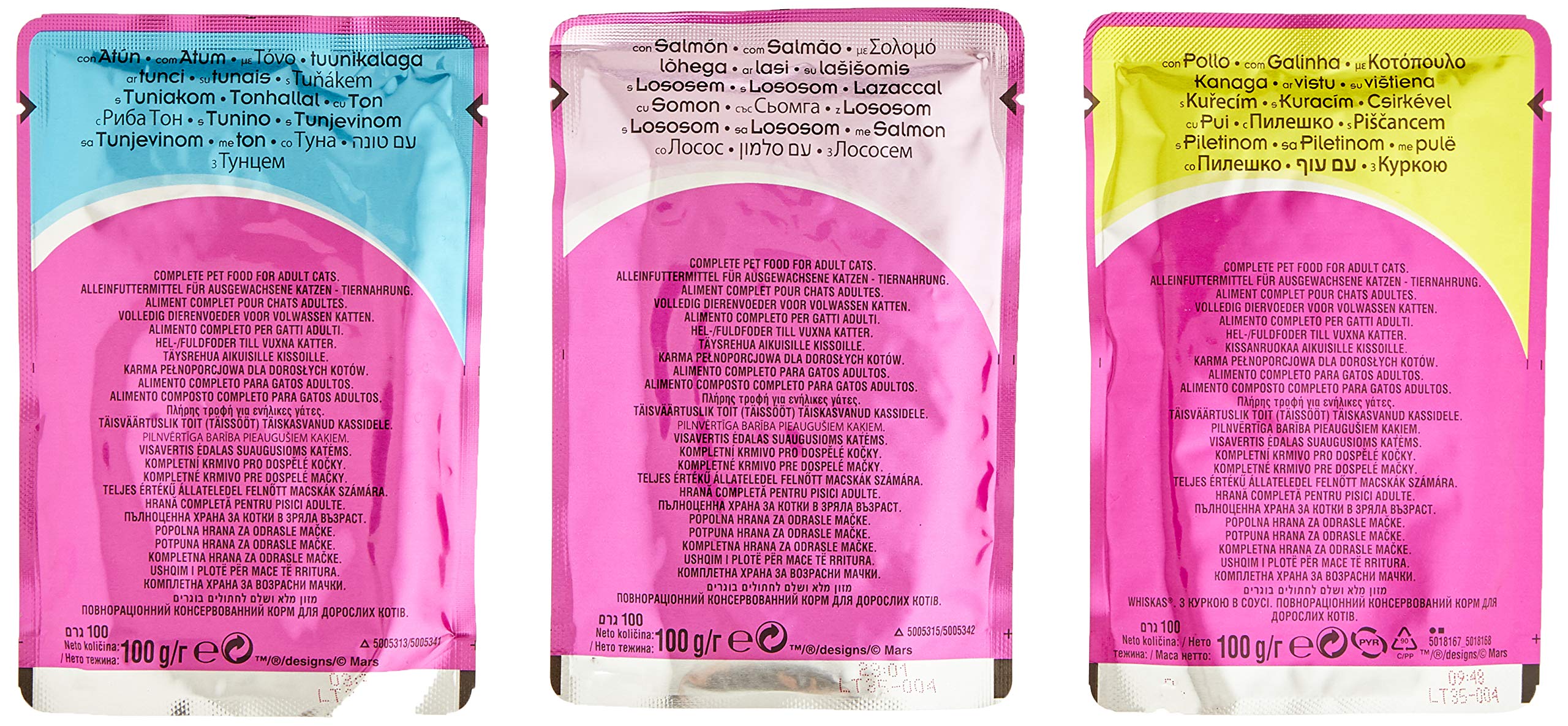 Whiskas, buste di cibo per gatti in gelatina, selezione di pesce