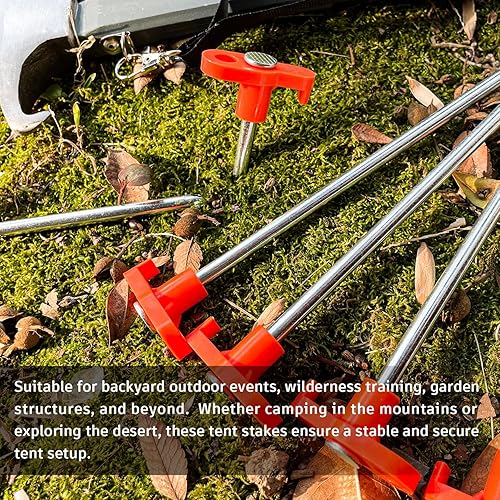 Miniatura 6 de Estacas de tienda de campaña, estacas de acero galvanizado resistentes diseñadas para acampar (6 unidades)