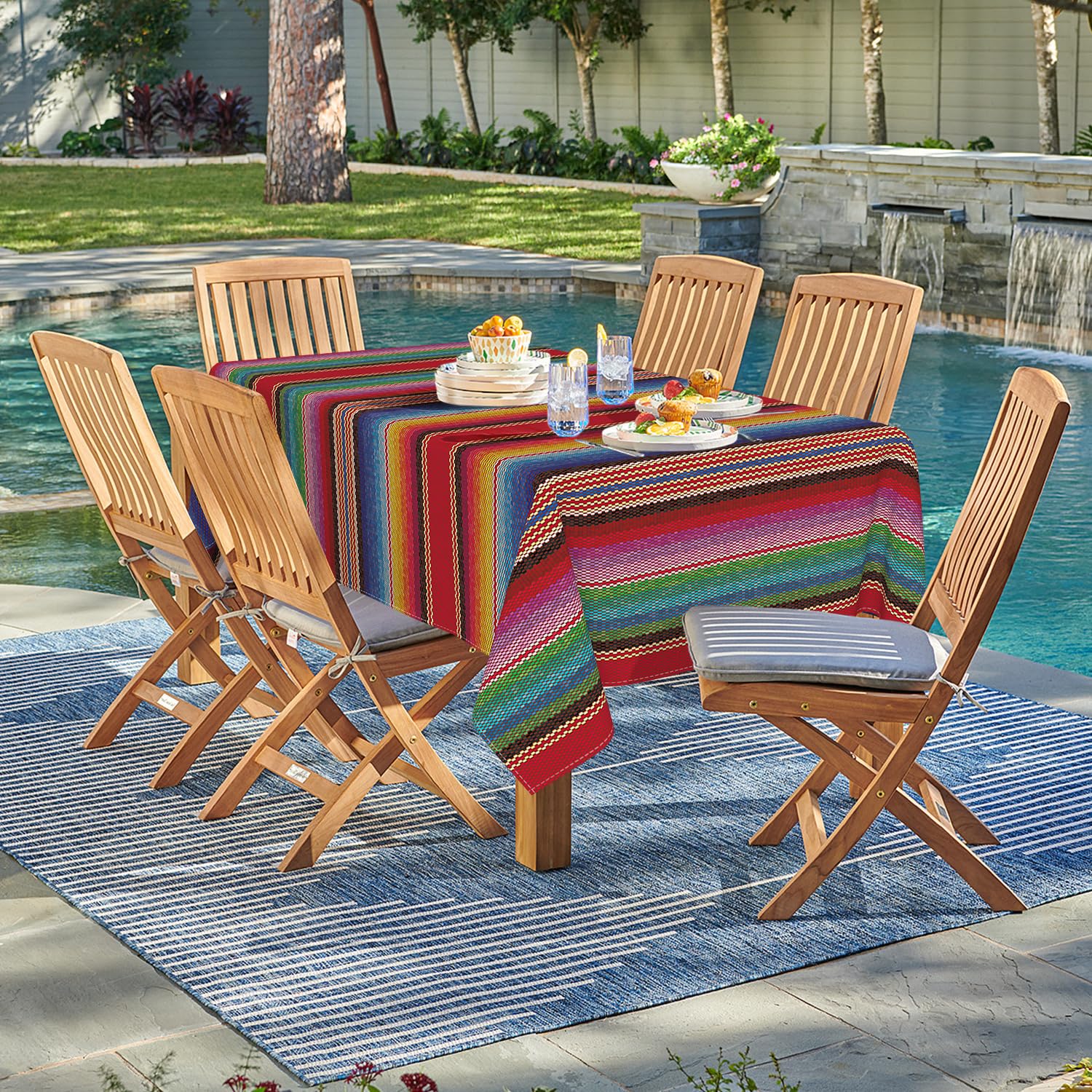 Bnhjsdw Nappe D'extérieur à Motif Feuilles Tropicales Avec Trou De Parasol Pour Table Rectangulaire, Nappe Imperméable Avec Fermeture éclair, 152,4 X 213,4 Cm