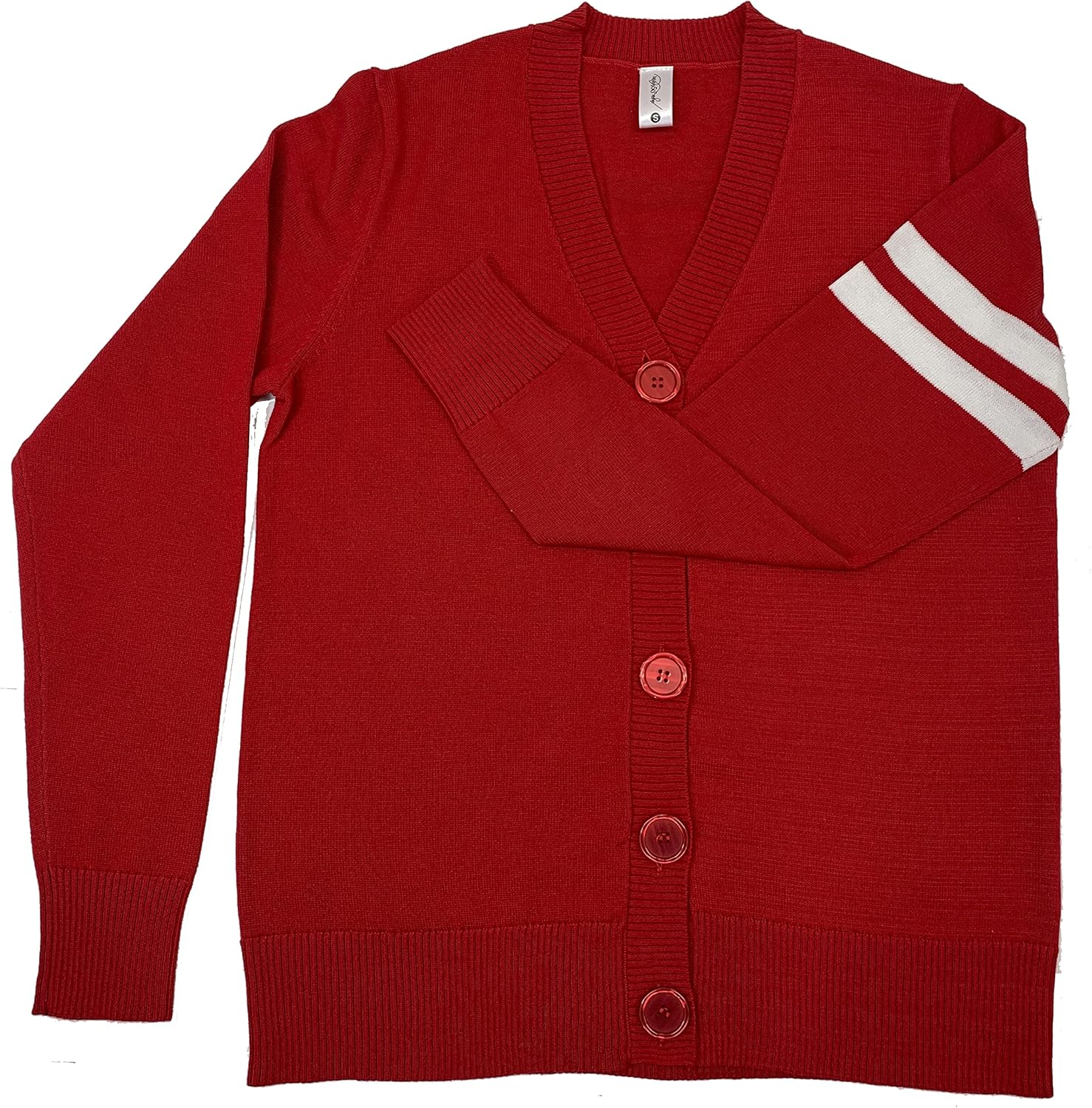 Hip Hop 50's Shop Women's V Neck Knit Varsity Cardigan Sweater Letterman Lightweight
