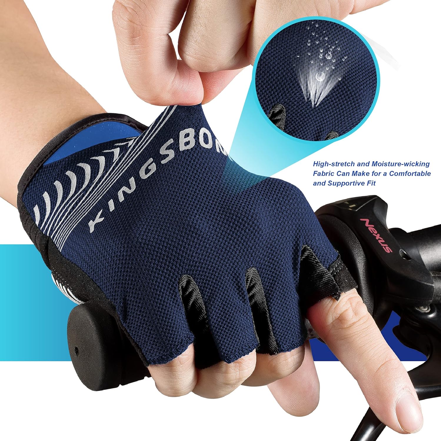 KINGSBOM Breathable Cycling Gloves, Shock-Absorbing Bike Gloves with Light Silicone Gel Pad, Anti-Slip Bicycle Gloves for Men and Women - Image 5