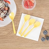 Vista 7 de Restaurantware Cucharas de postre de 4.5 x 1 pulgada, 500 cucharas de degustación desechables, asas resistentes, cucharas de plástico amarillo bebé