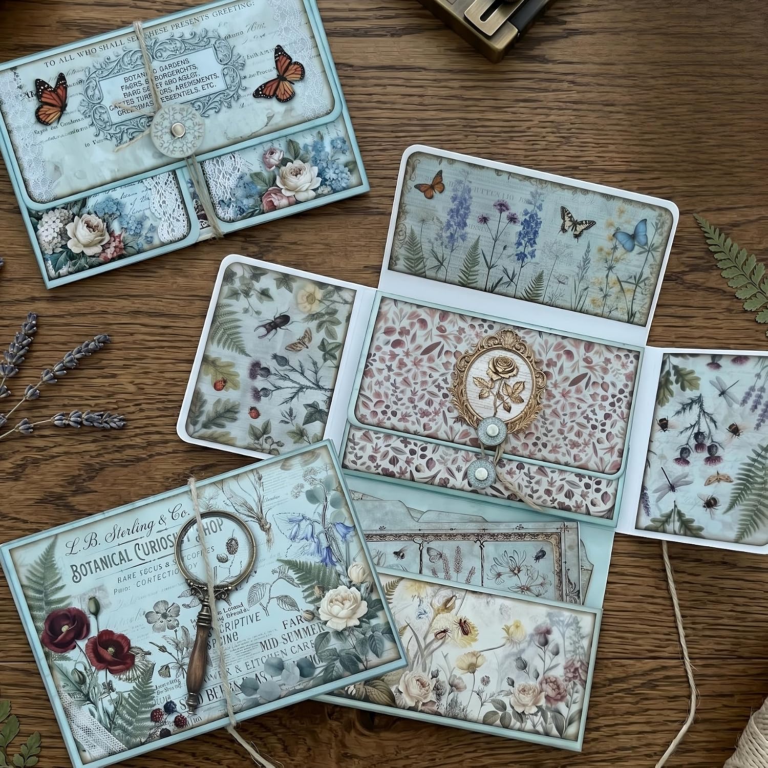 XINPOCUT Botanist Mini Project Crafts Library Cards,Folio Botanical Booklet Craft Kit,Folio Kit Junk Journal,Great for Craft Projects & Junk Journal-Includes Video Tutorial