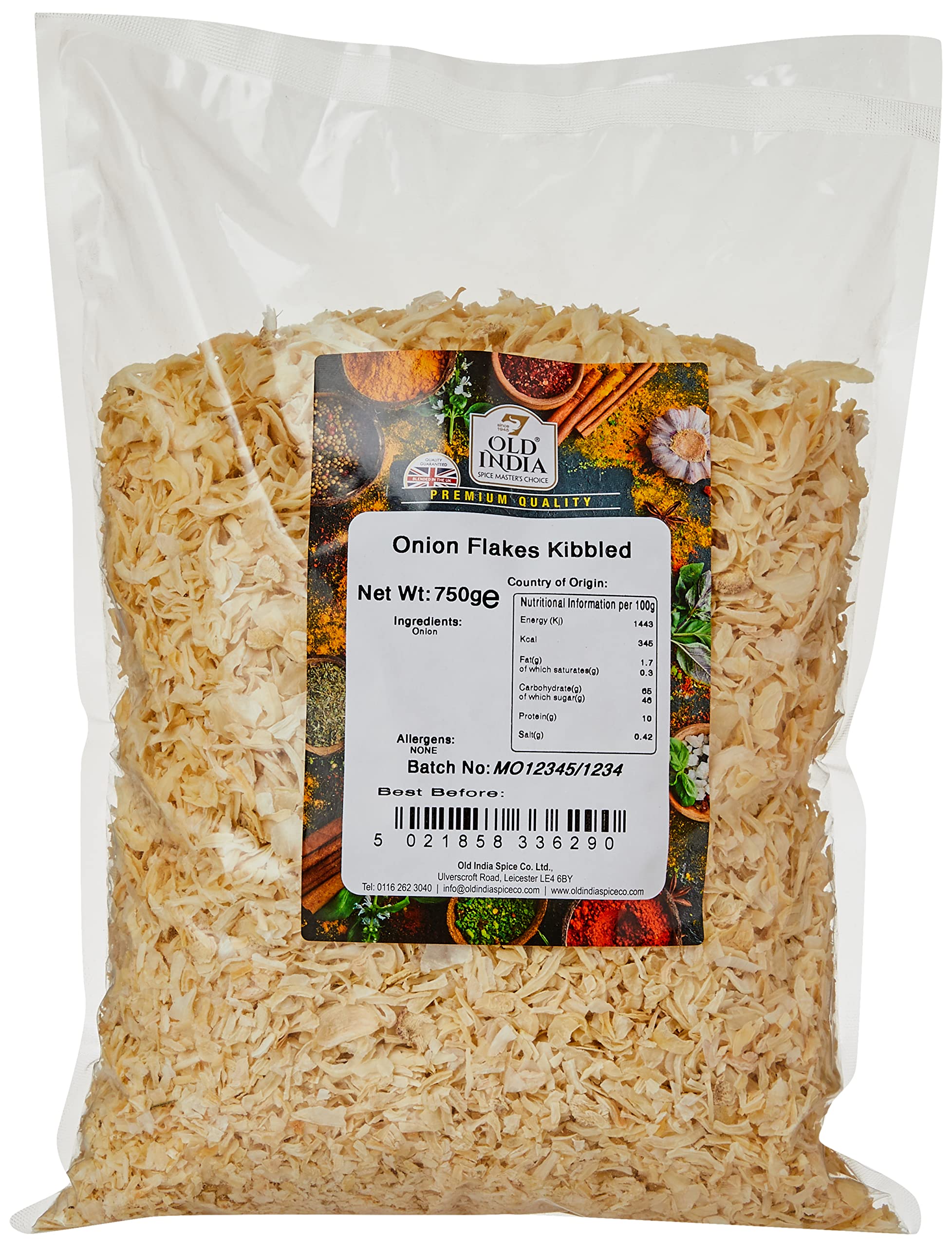 Old India Onion Flakes Kibbled 750 g