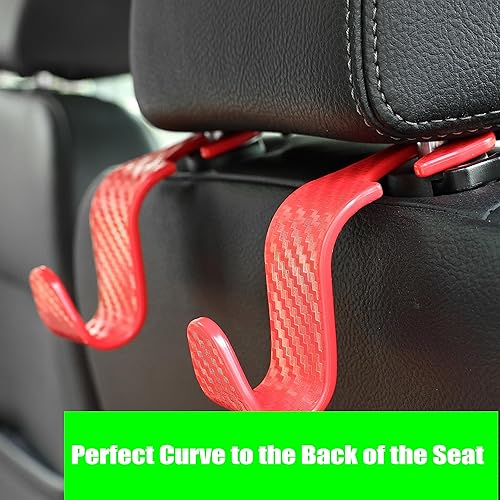 Miniatura 19 de Amooca Paquete de 4 ganchos para reposacabezas de asiento de automóvil, organizador universal de almacenamiento de automóvil, para bolso, bolso, Gris