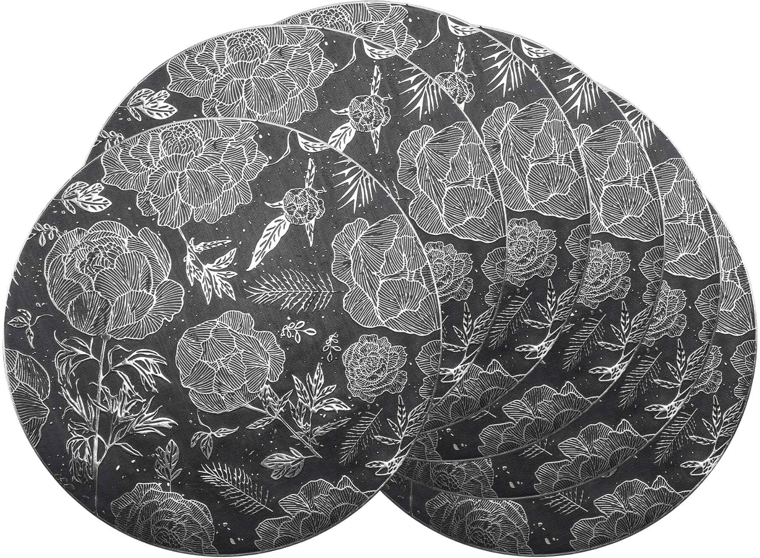 Placemats Set of 6 Plastic Placemats for Kitchen Dining Table Decor Table Placemats Wipeable Floral Table Mat 15inch Pink